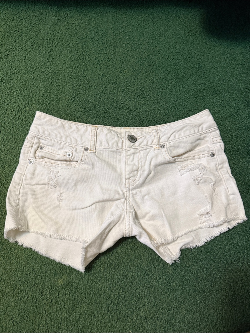 American Eagle Outfitters White Distressed Denim Shorts